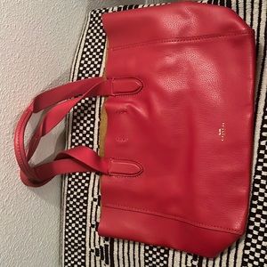 Beautiful red leather Coach tote bag